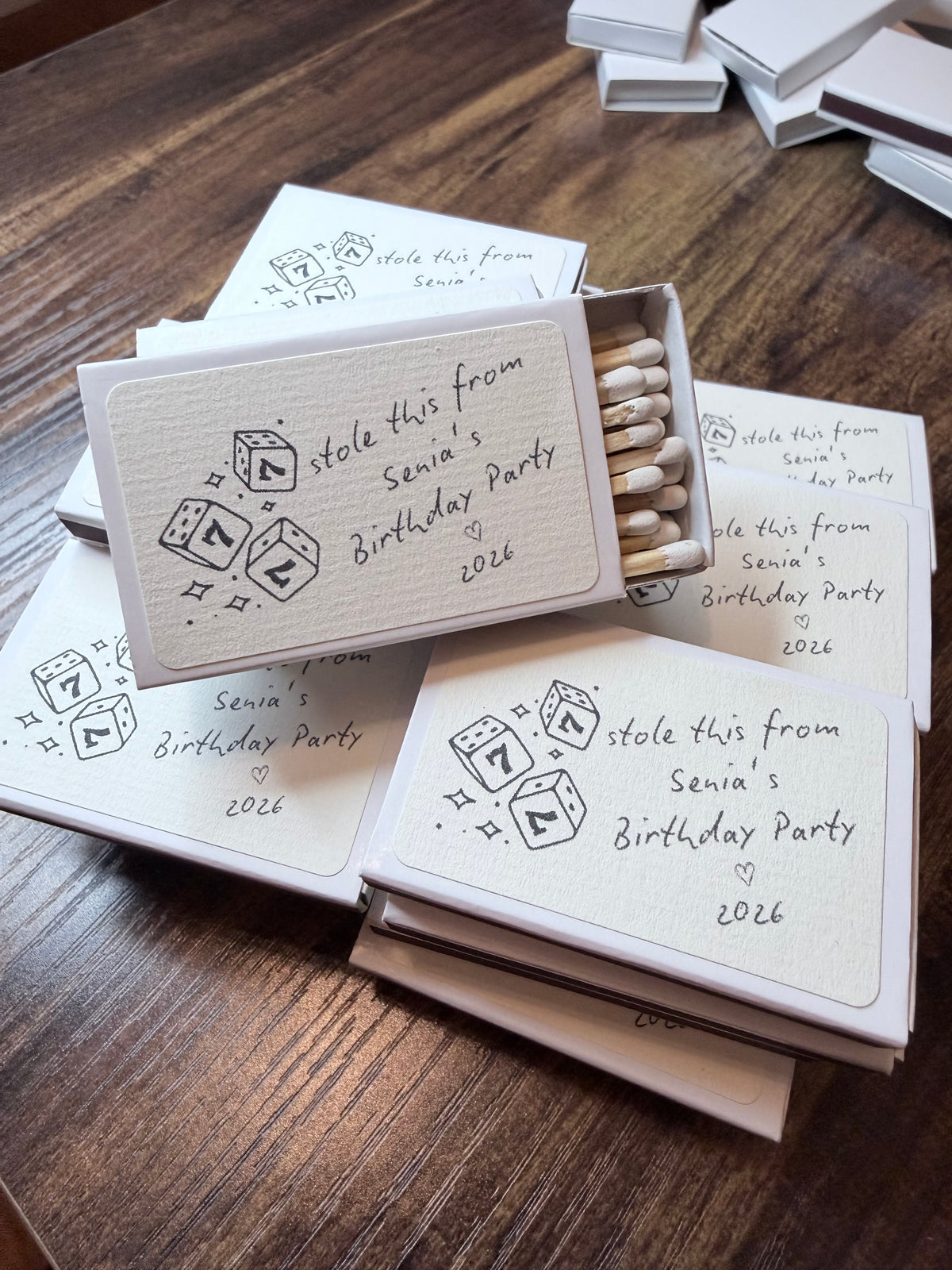 Personalized lucky sevens casino birthday matchboxes styled lifestyle photo
