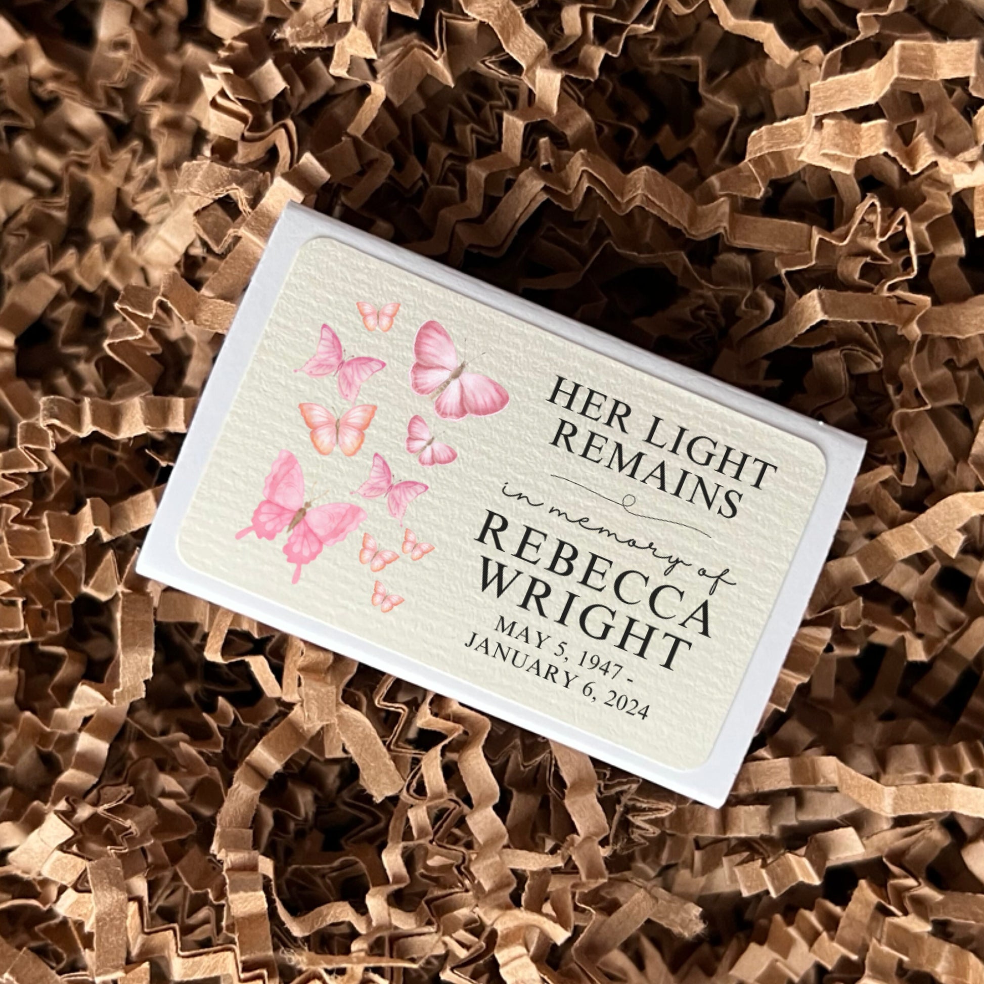 In Loving Memory Custom Matches Funeral Favors Bulk loss of father loss of mother custom matches eucalyptus funeral program accessory