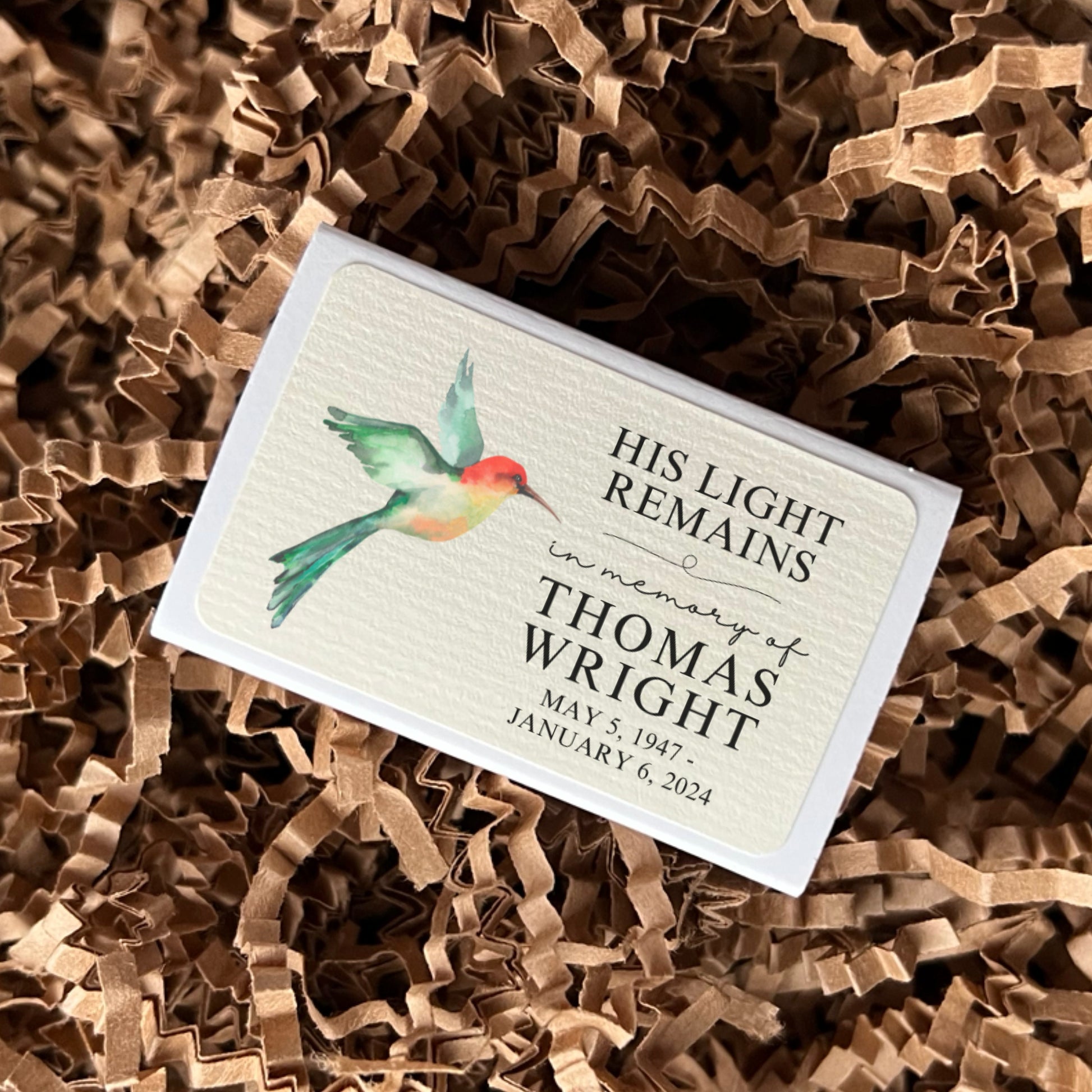 In Loving Memory Custom Matches Funeral Favors Bulk loss of father loss of mother custom matches eucalyptus funeral program accessory