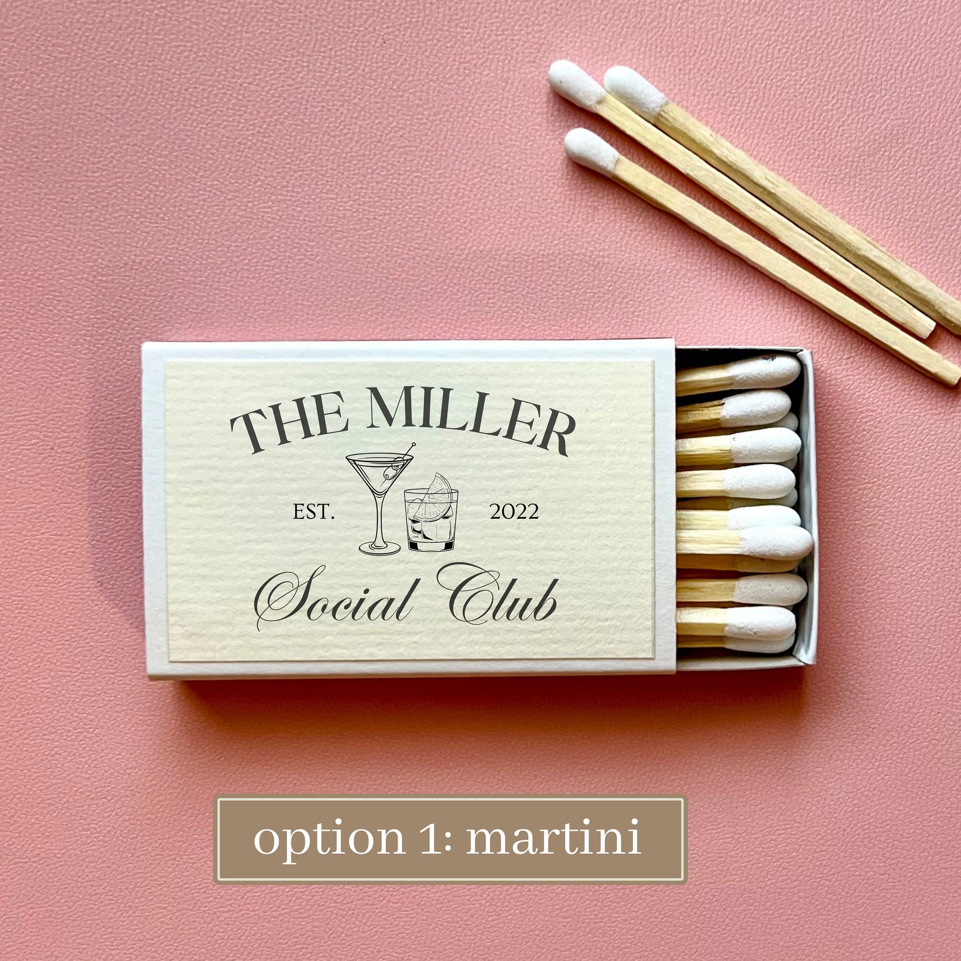 Personalized Wedding Matches Custom Matchbooks Personalized Housewarming Gift for New Home Gift for Hostess Hand Drawn Social Club