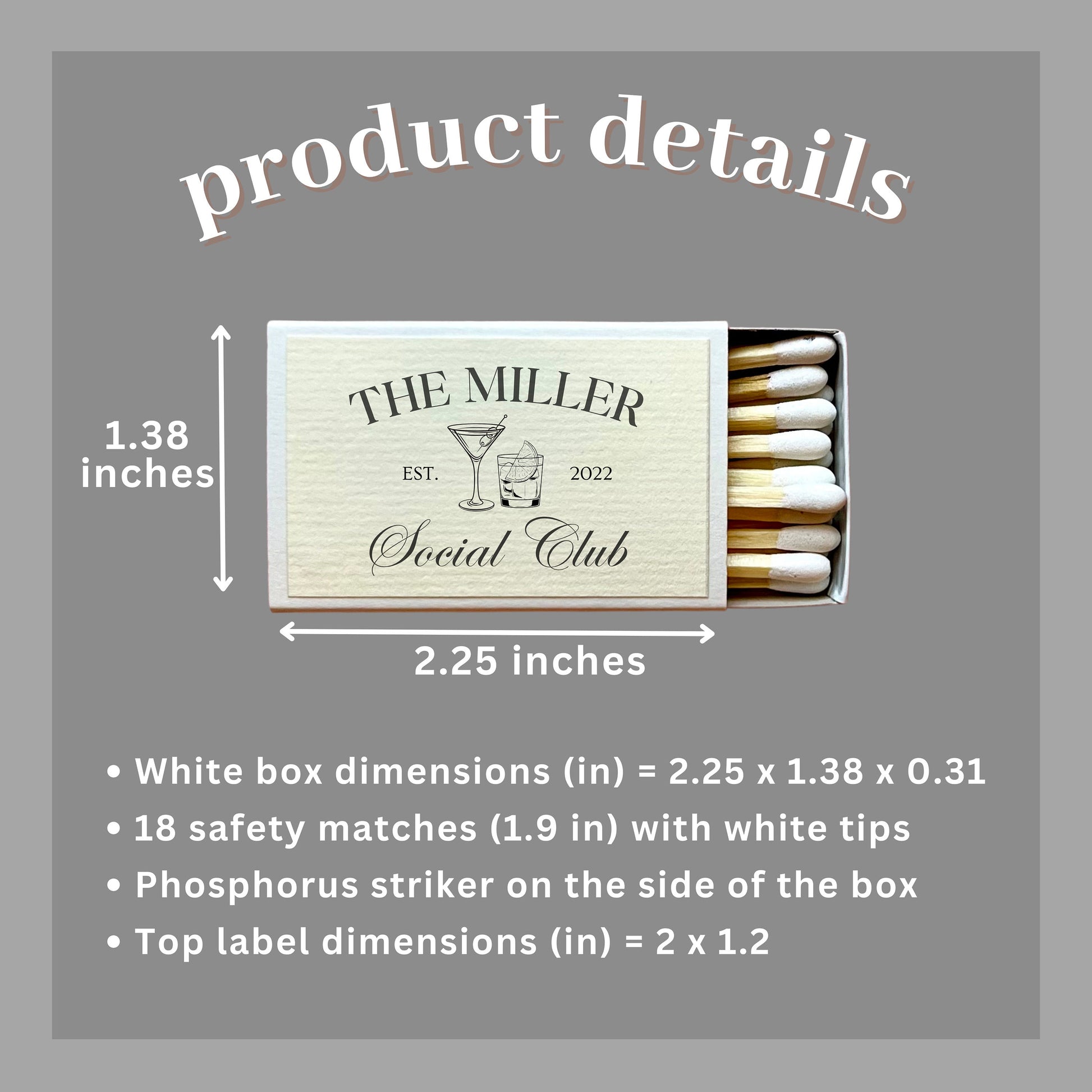 Personalized Wedding Matches Custom Matchbooks Personalized Housewarming Gift for New Home Gift for Hostess Hand Drawn Social Club