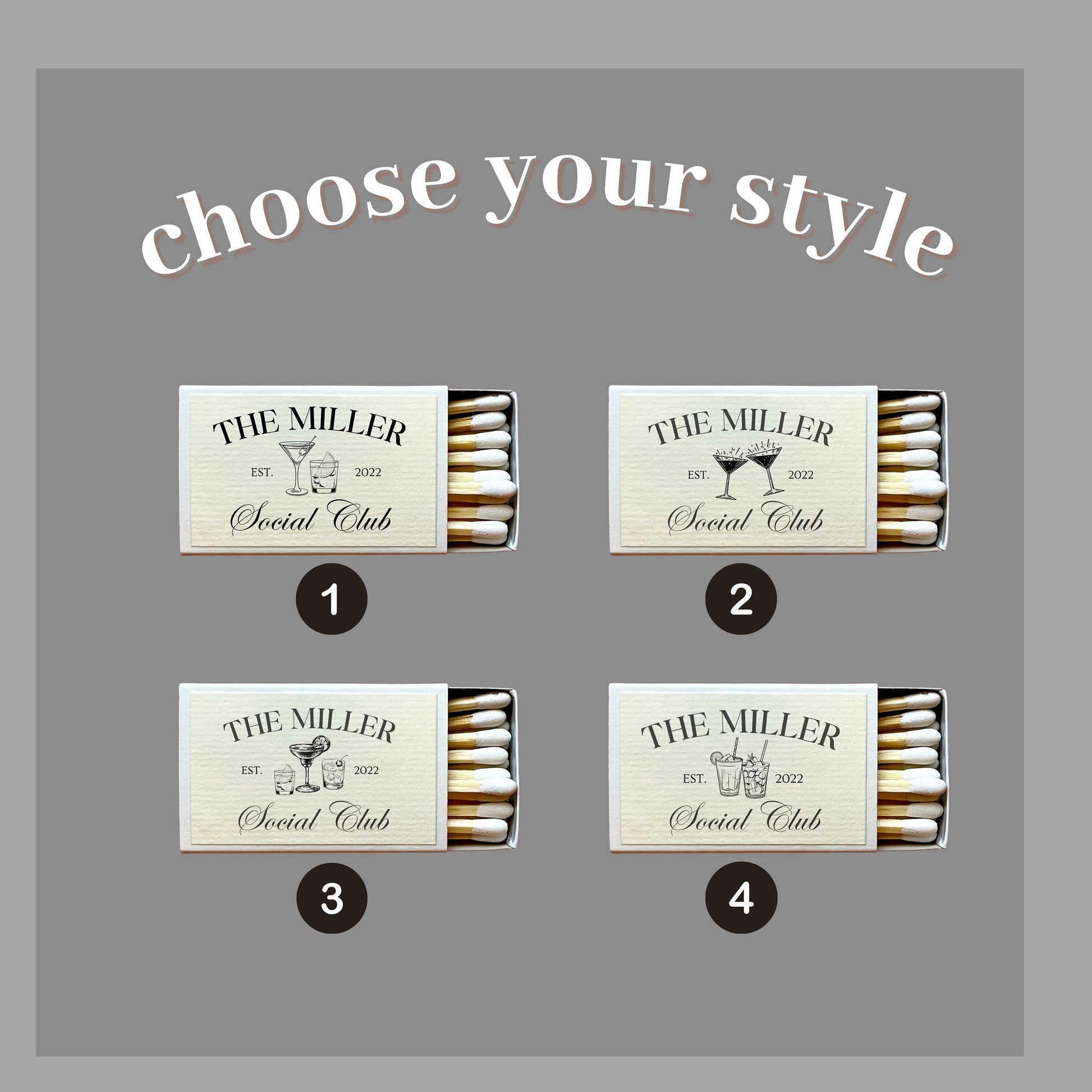 Personalized Wedding Matches Custom Matchbooks Personalized Housewarming Gift for New Home Gift for Hostess Hand Drawn Social Club