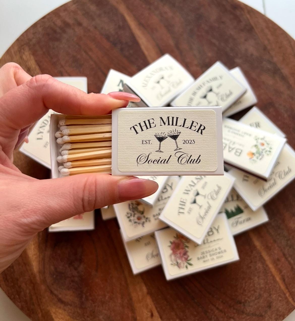 Personalized Matches for 30th Birthday Party Favor Ideas for Dirty Thirty Martini Theme A Tini Bit Older Hand Drawn Whimiscal Social Club
