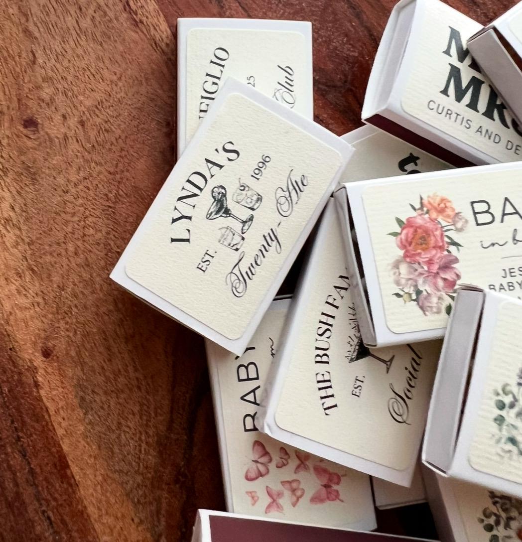 Personalized Matches for 30th Birthday Party Favor Ideas for Dirty Thirty Martini Theme A Tini Bit Older Hand Drawn Whimiscal Social Club