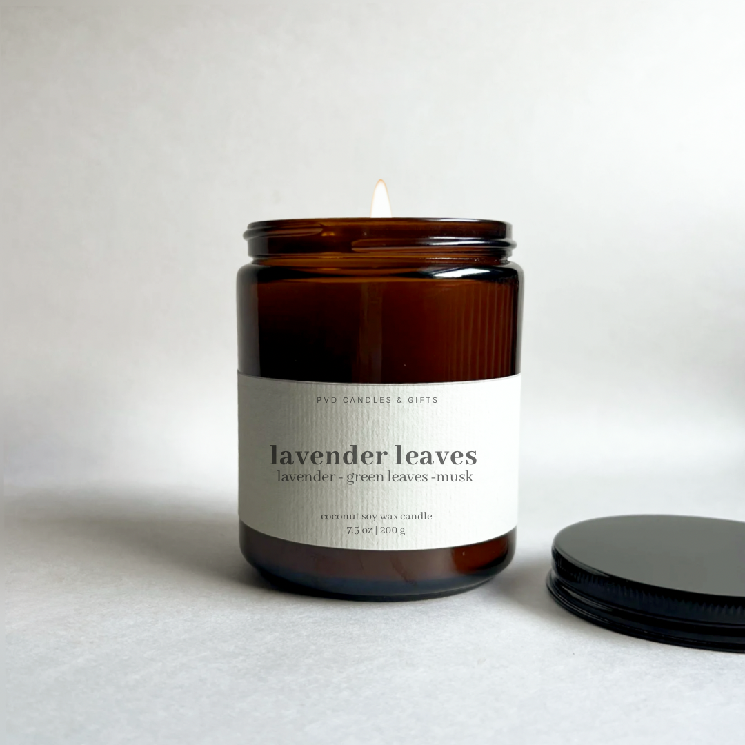 lavender leaves coconut soy wax candle