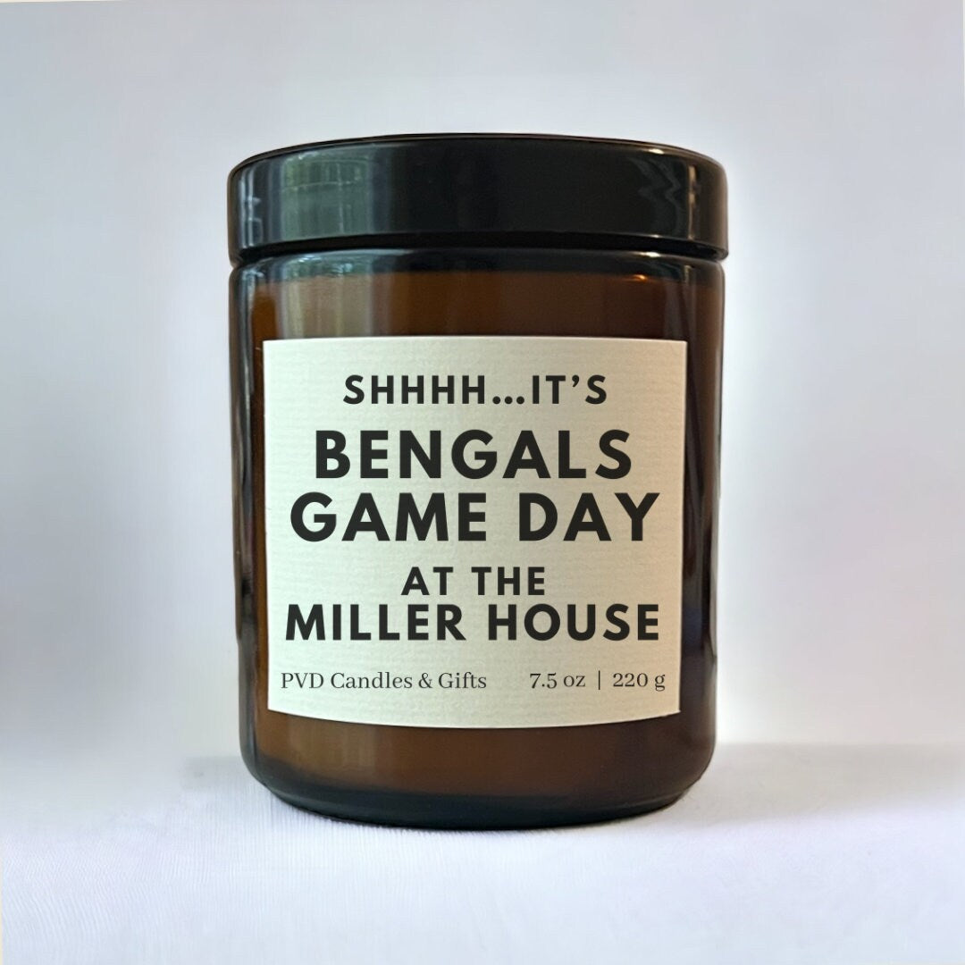 Personalized Cincinnati Bengals Home Decor Football Candle Game Day Gift for NFL Fan Unique Aesthetic Sports Decor Who Dey Bengals Fan Gift