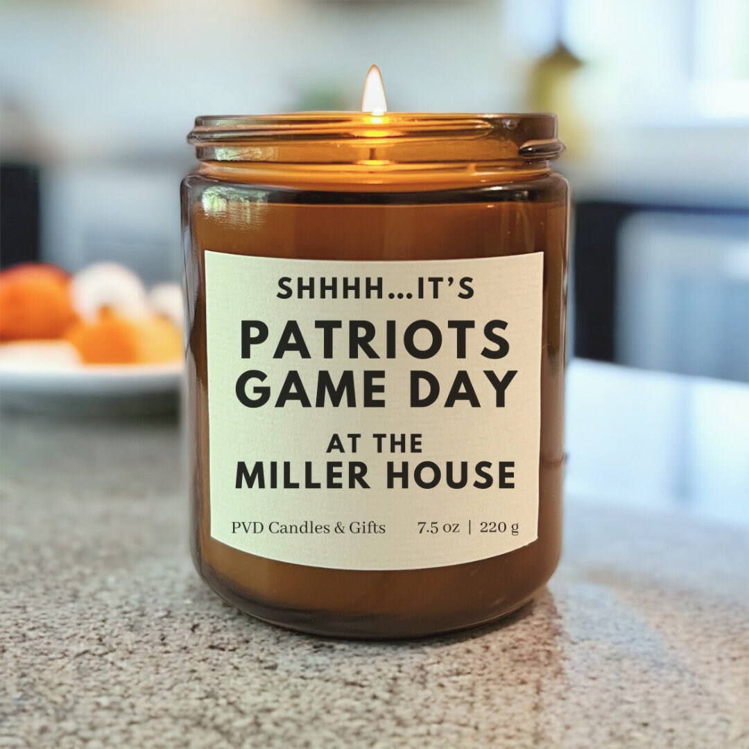 Personalized New England Patriots Home Decor Football Candle Game Day Gift NFL Fan Patriots Nation Pats Fan Unique Aesthetic Sports Decor