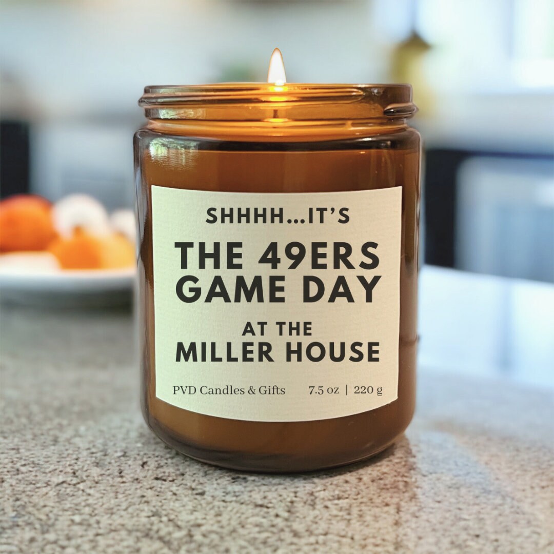 Personalized San Francisco 49ers Home Decor Football Candle Game Day Gift NFL Fan Faithful To The Bay Unique Aesthetic Sports Decor