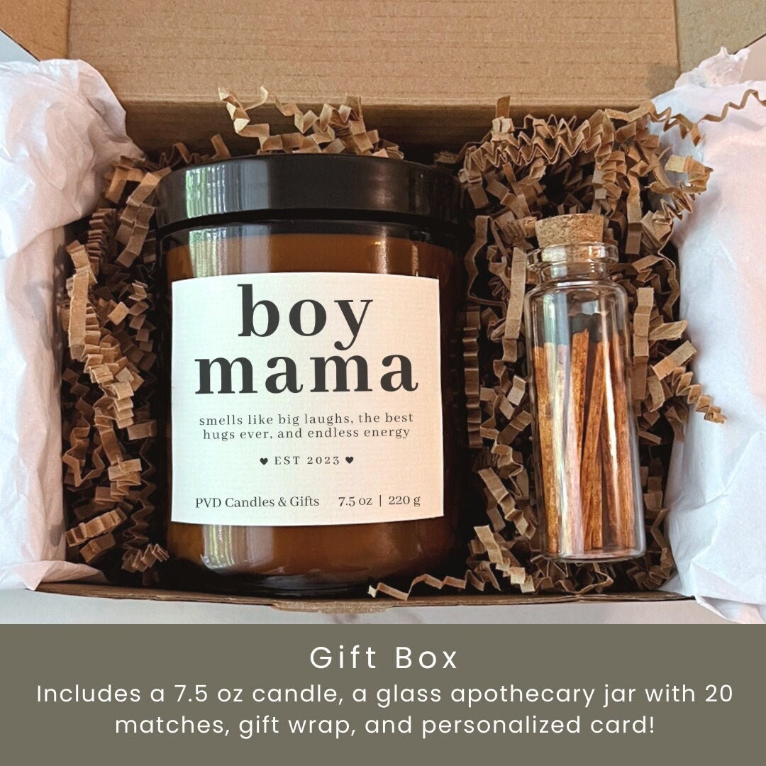 New Mom Gift Box for Mom of Boy Mama Care Package Baby Gift Basket Postpartum Care Package Newborn Gift Box Boy Mama Candle Scented for Mom