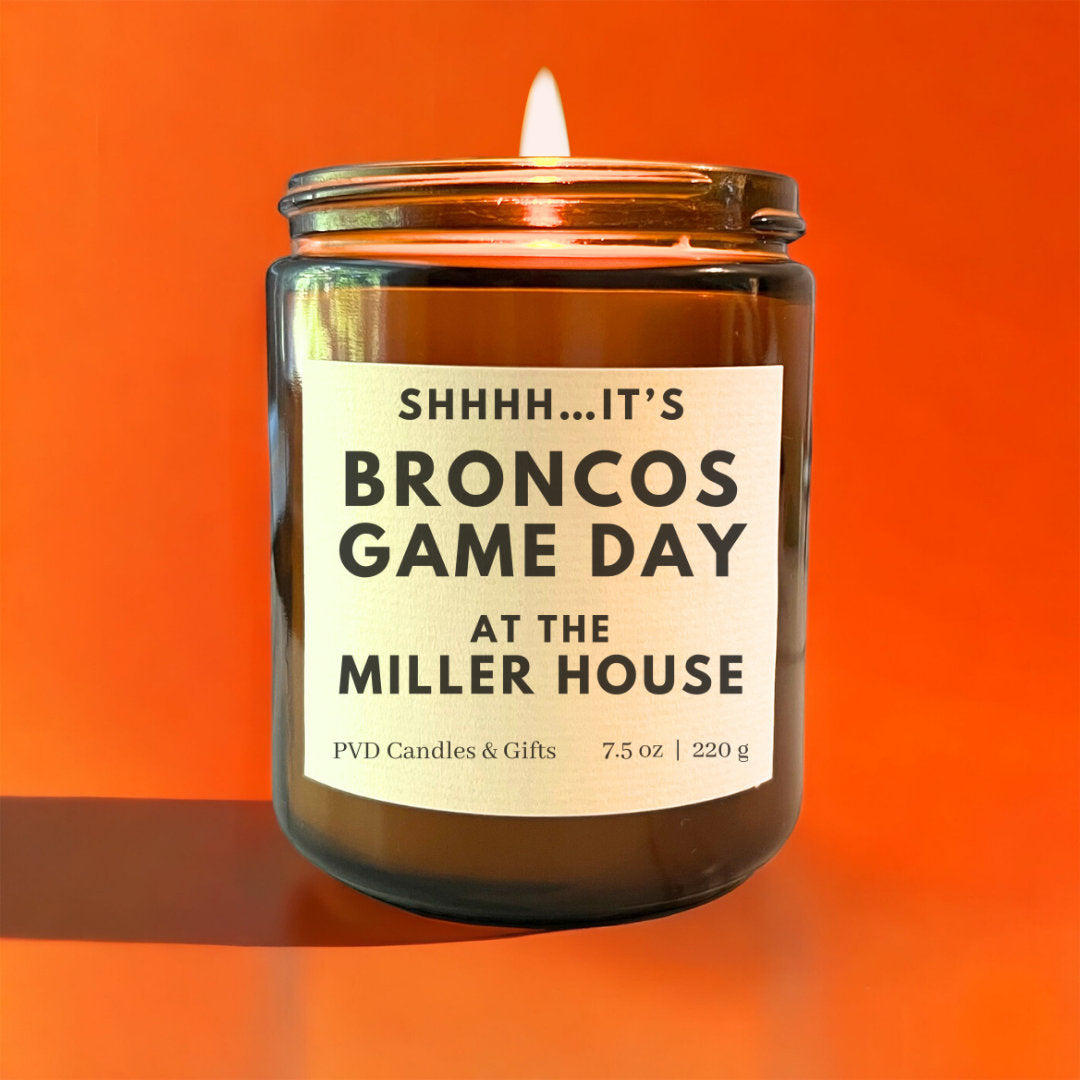 Personalized Denver Broncos Home Decor Football Candle Game Day Gift NFL Fan Broncos Country Broncos Fan Unique Aesthetic Sports Decor