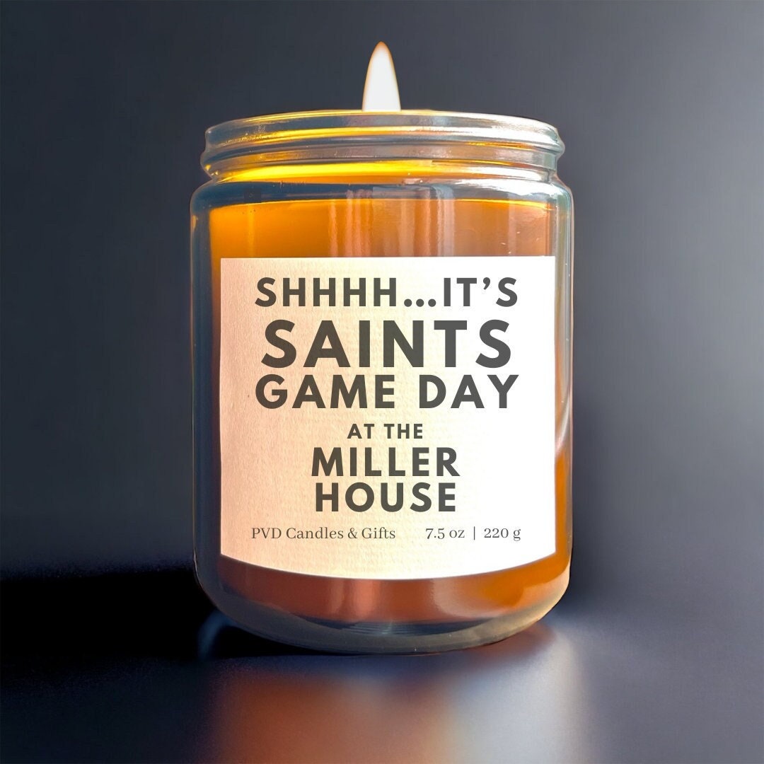 Personalized New Orleans Saints Home Decor Football Candle Game Day Gift NO Saints Who Dat Nation NOLA Unique Aesthetic Sports Decor