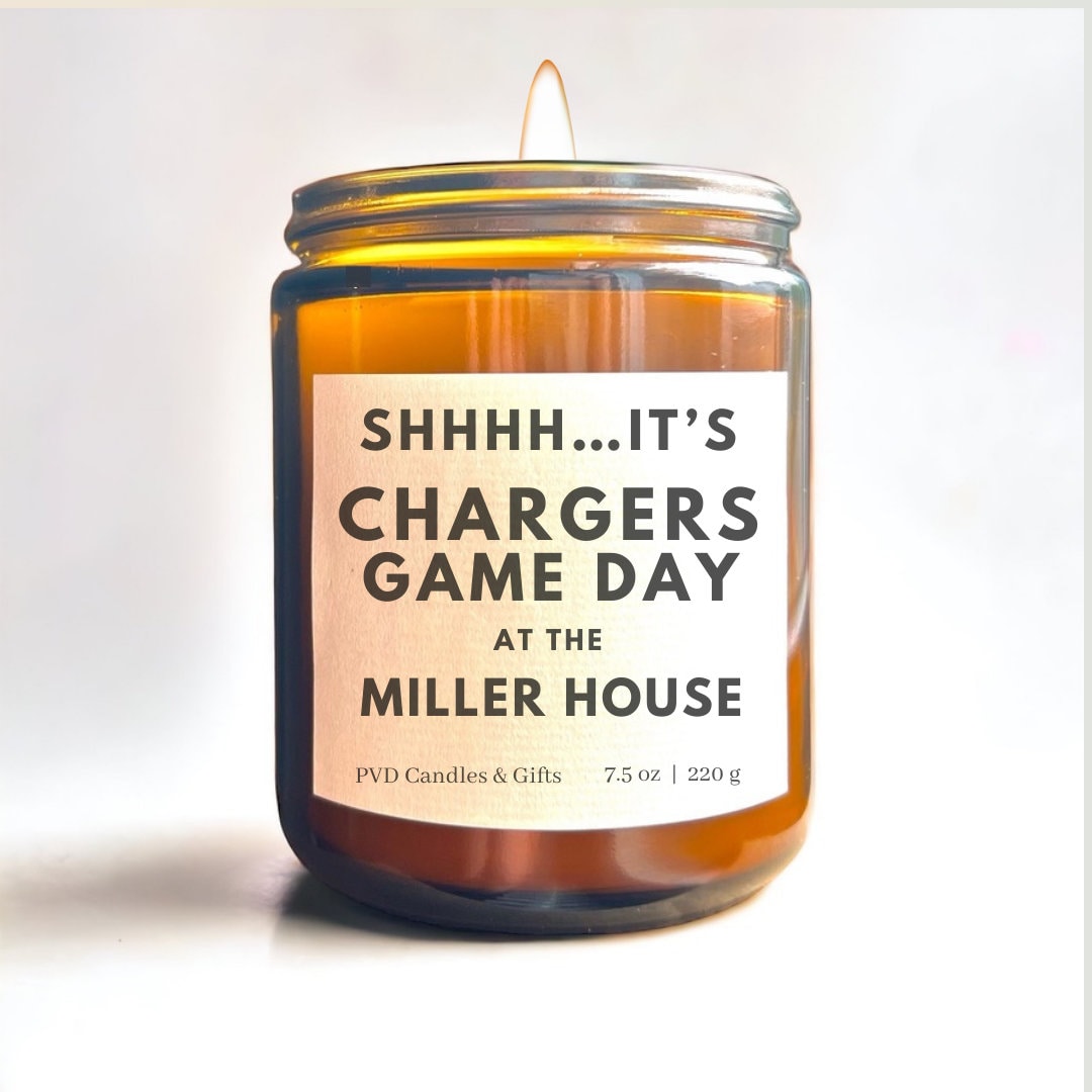 Personalized Los Angeles Chargers Home Decor Football Candle Game Day Gift NFL Fan LA Chargers Unique Aesthetic Sports Decor