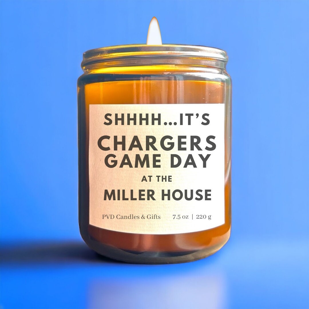 Personalized Los Angeles Chargers Home Decor Football Candle Game Day Gift NFL Fan LA Chargers Unique Aesthetic Sports Decor