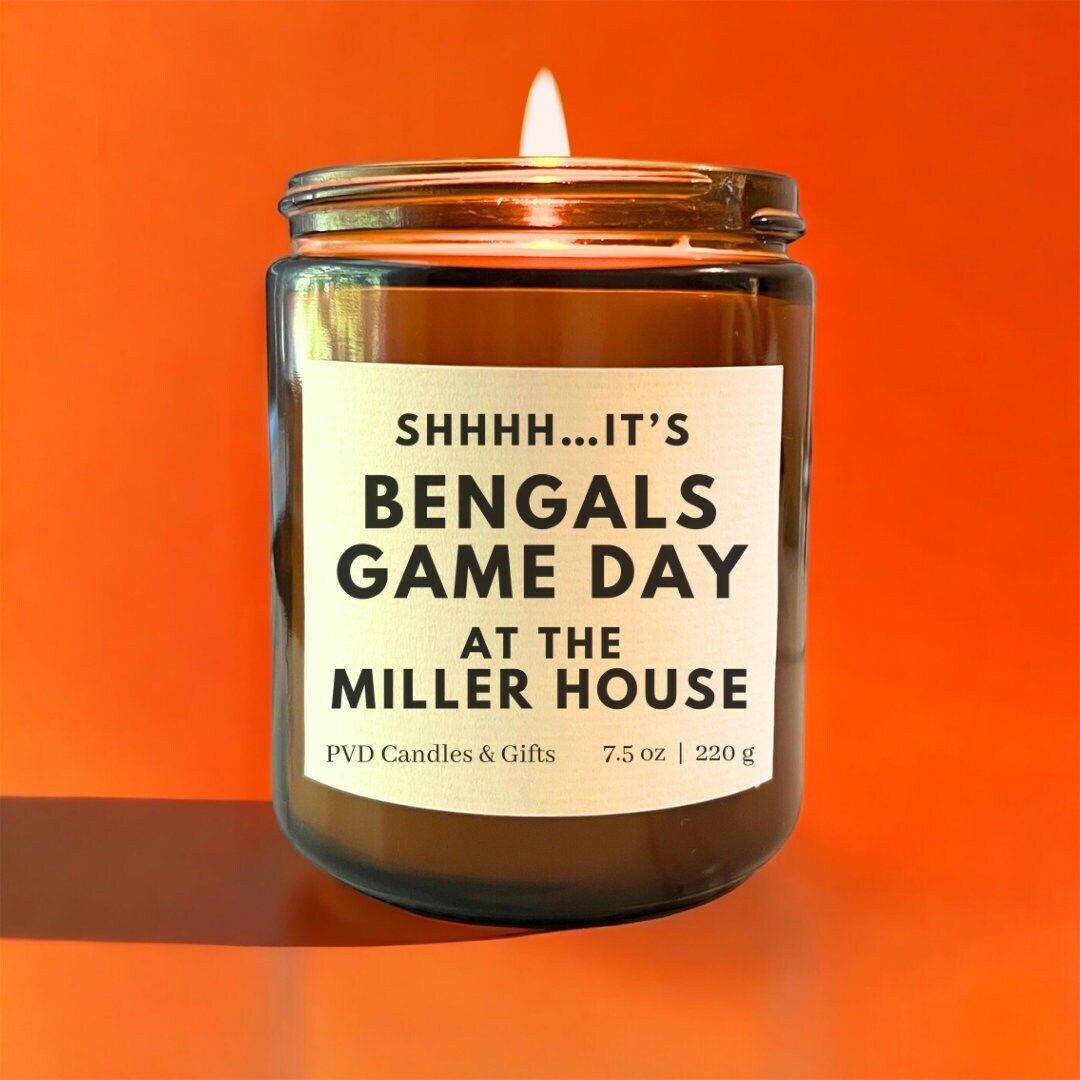 Personalized Cincinnati Bengals Home Decor Football Candle Game Day Gift for NFL Fan Unique Aesthetic Sports Decor Who Dey Bengals Fan Gift