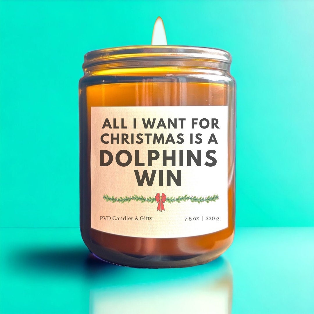 Personalized Miami Dolphins Christmas Gift Dolphins Home Decor Football Candle Game Day NFL Miami Dolphins Fan Gift Aesthetic Football Decor