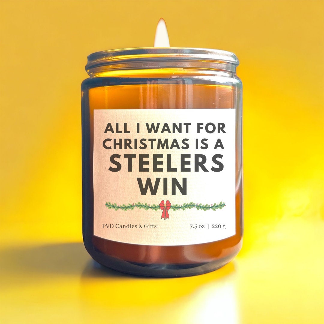 Pittsburgh Steelers Christmas Home Decor Football Candle Game Day Gift NFL Fan Gifts Here We Go Steelers Aesthetic Sports Decor