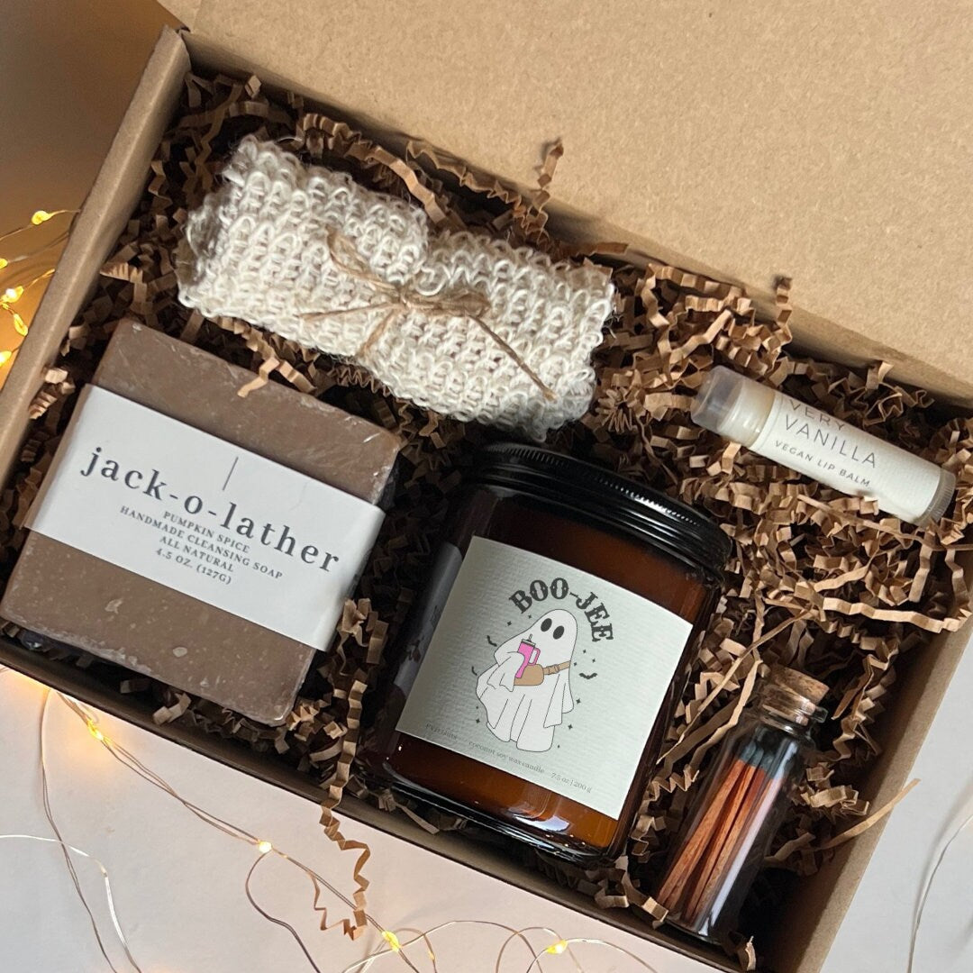 Boo-jee Fall Care Package, Halloween Spa Gift Box, Pumpkin Spice Lover Gift,  Fall Pumpkin Ecofriendly Candle, Funny Halloween Gift