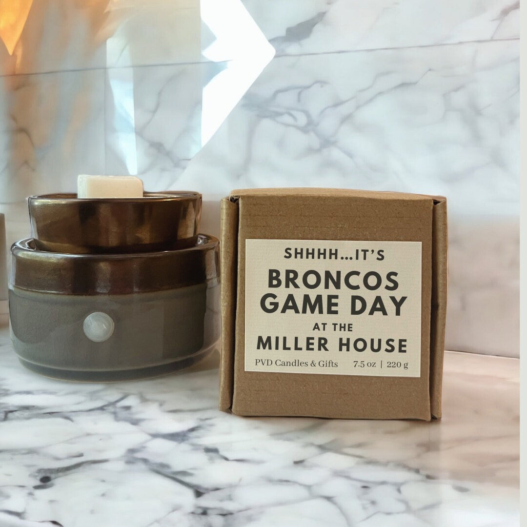 Personalized Denver Broncos Home Decor Football Candle Game Day Gift NFL Fan Broncos Country Broncos Fan Unique Aesthetic Sports Decor