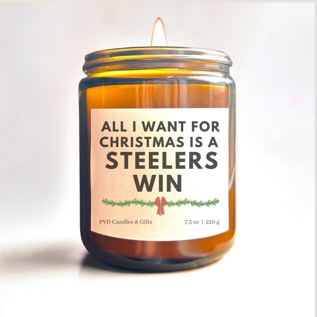 Pittsburgh Steelers Christmas Home Decor Football Candle Game Day Gift NFL Fan Gifts Here We Go Steelers Aesthetic Sports Decor