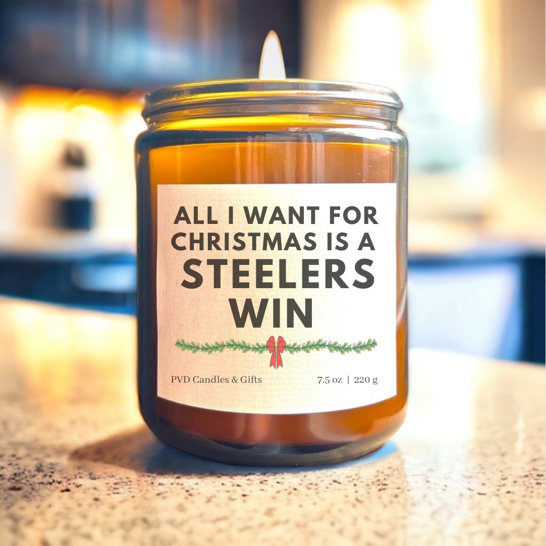 Pittsburgh Steelers Christmas Home Decor Football Candle Game Day Gift NFL Fan Gifts Here We Go Steelers Aesthetic Sports Decor