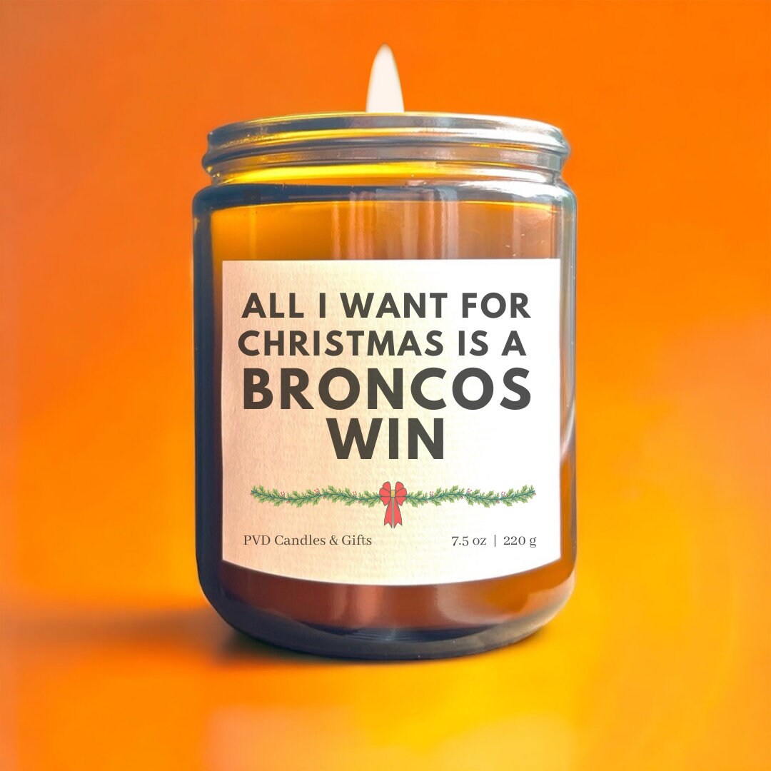 Personalized Denver Broncos Christmas Home Decor Football Candle Game Day Gift NFL Fan Broncos Country Broncos Fan Aesthetic Sports Decor