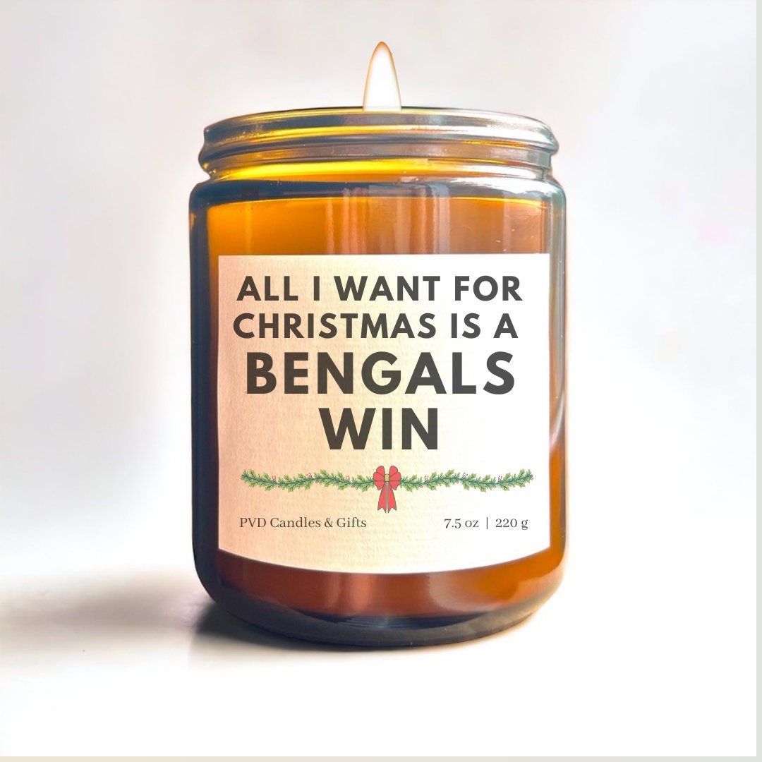 Cincinnati Bengals Christmas Candle Bengals Home Decor Football Candle Game Day Gift Who Dey Bengals Fan Gift Unique Aesthetic Sports Decor