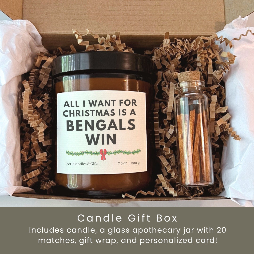 Cincinnati Bengals Christmas Candle Bengals Home Decor Football Candle Game Day Gift Who Dey Bengals Fan Gift Unique Aesthetic Sports Decor