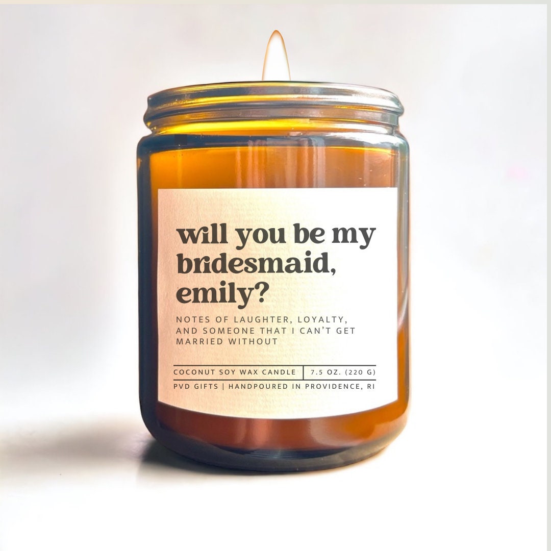 Bridesmaid Candle with Custom Name, Bridesmaid Proposal Box, Bridesmaid Proposal Card with Candle Gift Box Personalized