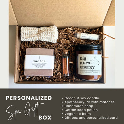 ✨ Zodiac Birthday Spa Gift Box with Personalized Candle – Astrology Self-Care Set