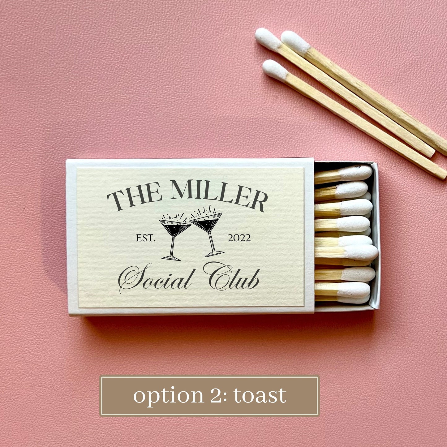 Personalized Matches for Wedding Gift, Personalized Housewarming Gift for New Home Owner, Hostess Gift Hand Drawn Whimiscal Social Club